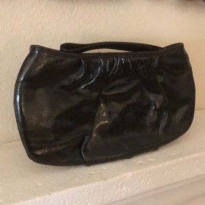 Black Faux Patent Leather Wristlet